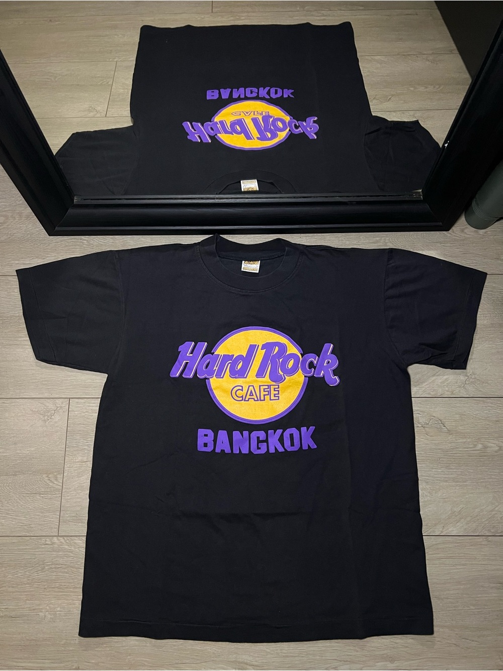 New Vintage 1990s Hard Rock Cafe Bangkok Single Purple & Yellow Stitch Shirt